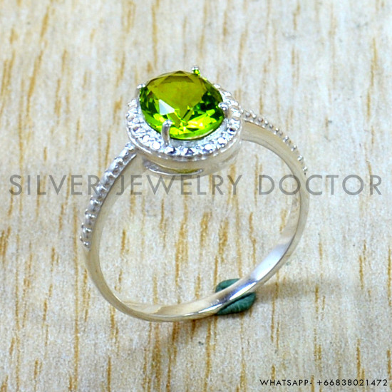 Peridot 925 Sterling Silver Ring (SJWR-3340)