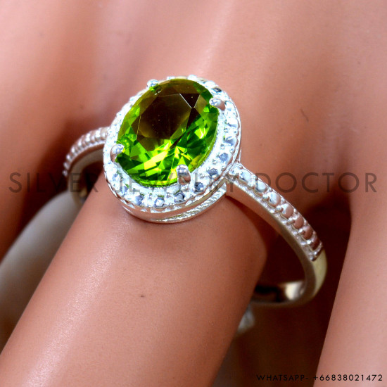 Peridot 925 Sterling Silver Ring (SJWR-3340)