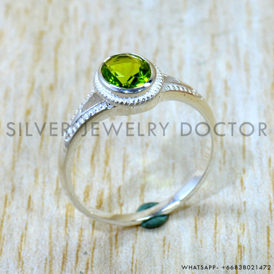 Peridot 925 Sterling Silver Ring (SJWR-3341)