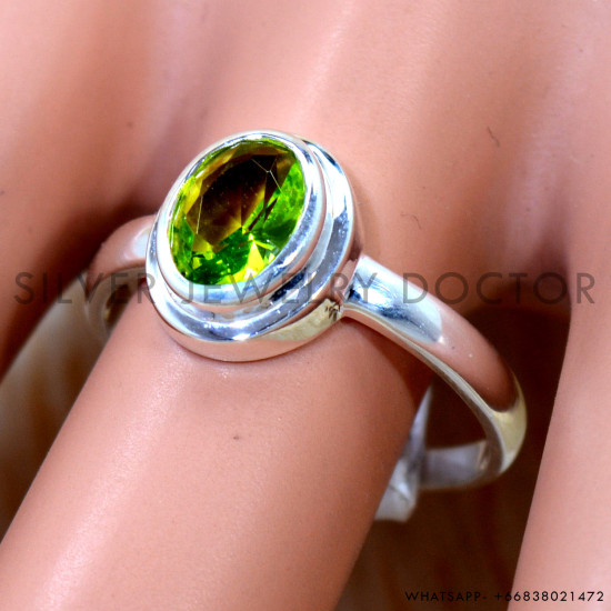 Peridot 925 Sterling Silver Ring (SJWR-3342)