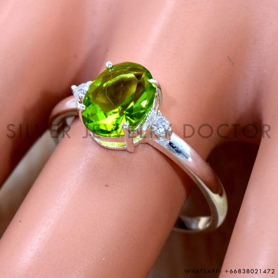 Peridot 925 Sterling Silver Ring (SJWR-3343)