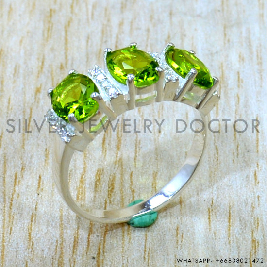 Peridot 925 Sterling Silver Ring (SJWR-3345)