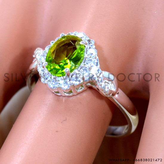 Peridot 925 Sterling Silver Ring (SJWR-3346)