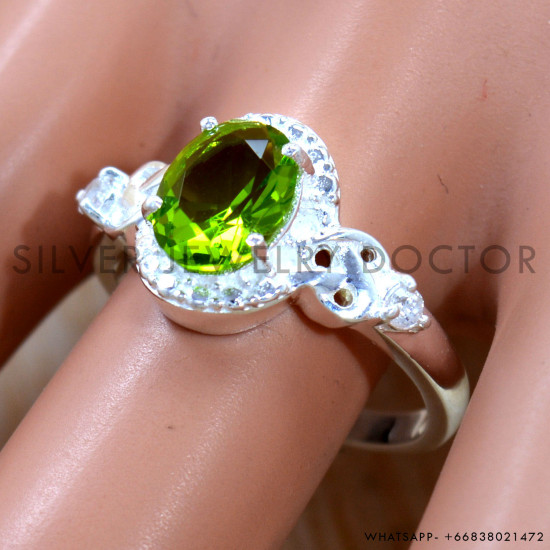 Peridot 925 Sterling Silver Ring (SJWR-3348)