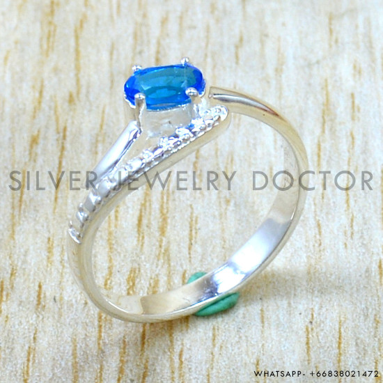 Blue Topaz 925 Sterling Silver Ring (SJWR-3349)