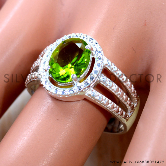 Peridot 925 Sterling Silver Ring (SJWR-3350)