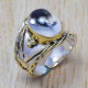 Crystal Gemstone Handmade Jewelry 925 Sterling Silver And Brass Ring SJWR-340