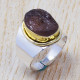 925 Sterling Silver And Brass Strawberry Quartz Rough Wholesale Jewelry Ring SJWR-349