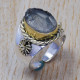 925 Silver And Brass Indian Fashion Jewelry Rough Harkimar Diamond Ring SJWR-352