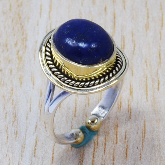 Lapis Lazuli Genuine 925 Sterling Silver And Brass Nice Silver Ring SJWR-354