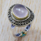 Indian Designer 925 Silver And Brass Rainbow Rose Quartz Gemstone Ring SJWR-360