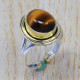  925 Sterling Silver And Brass Fine Tiger Eye Gemstone Fantastic Ring SJWR-369