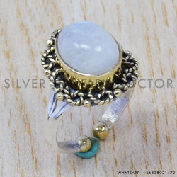 Rainbow Moonstone 925 Sterling Silver Ring (SJWR-372)