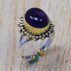Indian Fashion 925 Sterling Silver And Brass Jewelry Amethyst Gemstone Ring SJWR-382