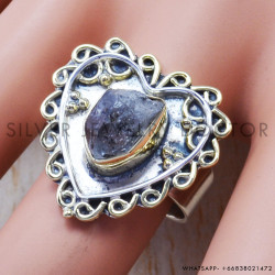 Genuine 925 Sterling Silver And Brass Rough Harkimar Diamond Wholesale Rings SJWR-390