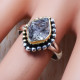925 Sterling Silver And Brass Antique Look Rough Harkimar Diamond Jewelry Ring SJWR-404