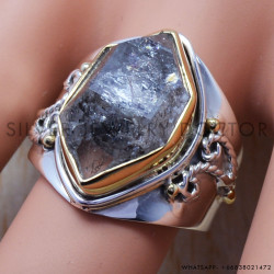 Beautiful Rough Harkimar Diamond 925 Sterling Silver And Brass Jewelry Magnificent Rings SJWR-418