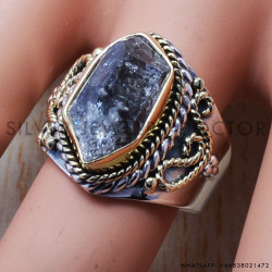 Pure 925 Sterling Silver And Brass Jewelry Rough Harkimar Diamond Finger Rings SJWR-428
