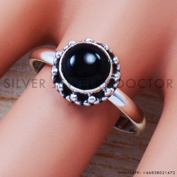 Black Onyx 925 Sterling Silver Ring (SJWR-450)