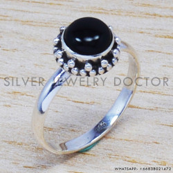 Black Onyx 925 Sterling Silver Ring (SJWR-450)