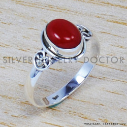 Coral 925 Sterling Silver Ring (SJWR-451)
