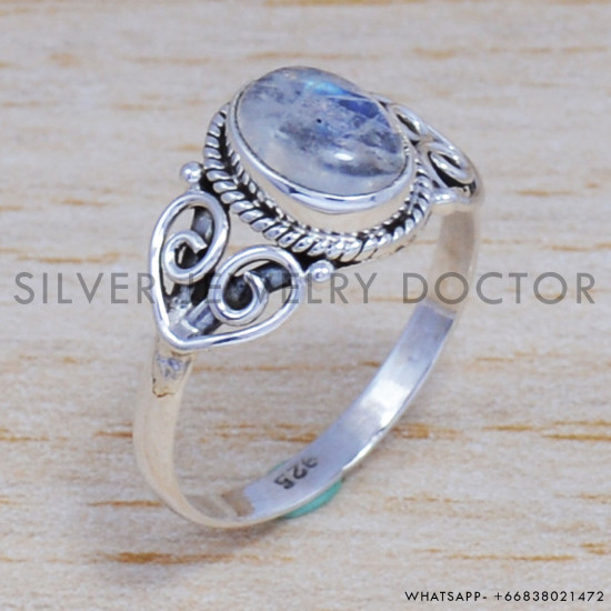 Rainbow Moonstone 925 Sterling Silver Ring (SJWR-453) Rainbow Moonstone 925 Sterling Silver Ring (SJWR-453)