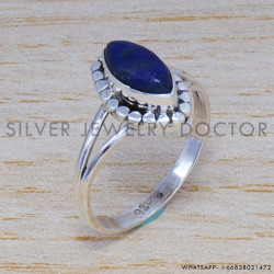 Real 925 Sterling Silver Jewelry Magnificent Lapis Lazuli Gemstone Rings SJWR-462