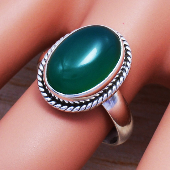 Beautiful Handmade Pure 925 Sterling Silver Green Onyx Gemstone Jewelry Ring SJWR-472