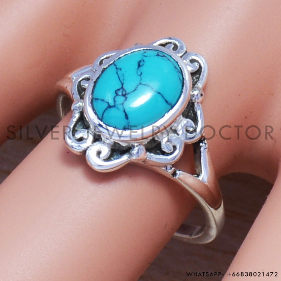 Turquoise 925 Sterling Silver Ring (SJWR-477) Turquoise 925 Sterling Silver Ring (SJWR-477)
