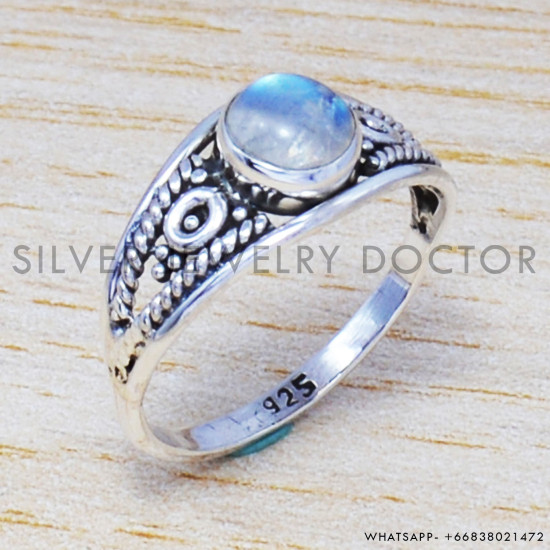 Rainbow Moonstone 925 Sterling Silver Ring (SJWR-480) Rainbow Moonstone 925 Sterling Silver Ring (SJWR-480)