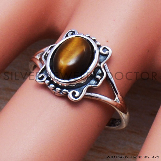 Tiger Eye 925 Sterling Silver Ring (SJWR-487) Tiger Eye 925 Sterling Silver Ring (SJWR-487)