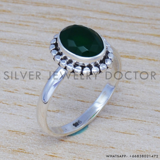 Emerald 925 Sterling Silver Ring (SJWR-489)