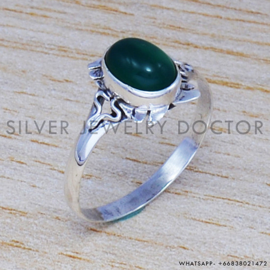 Green Onyx 925 Sterling Silver Ring (SJWR-490) Green Onyx 925 Sterling Silver Ring (SJWR-490)