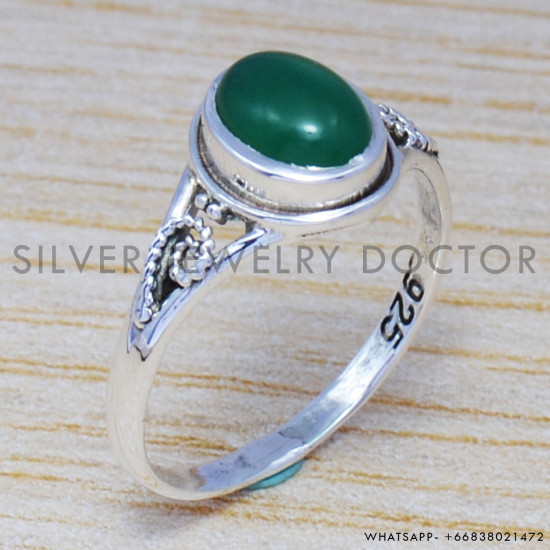 Green Onyx 925 Sterling Silver Ring (SJWR-507) Green Onyx 925 Sterling Silver Ring (SJWR-507)