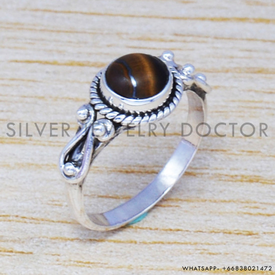 Tiger Eye 925 Sterling Silver Ring (SJWR-512)