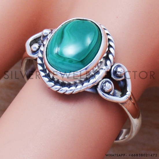 Malachite 925 Sterling Silver Ring (SJWR-516) Malachite 925 Sterling Silver Ring (SJWR-516)