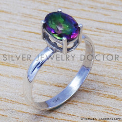 Mystic Topaz 925 Sterling Silver Ring (SJWR-517)