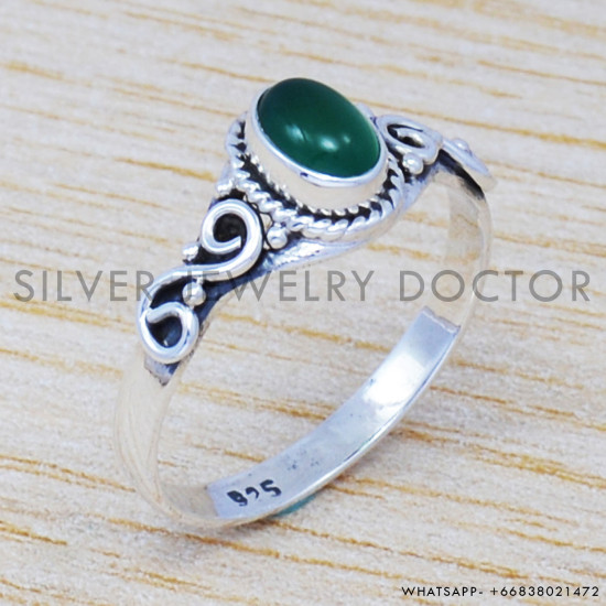 Green Onyx 925 Sterling Silver Ring (SJWR-518) Green Onyx 925 Sterling Silver Ring (SJWR-518)