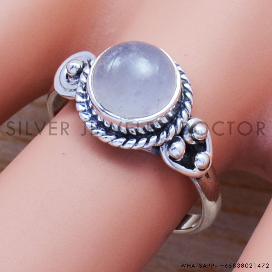 Rainbow Moonstone 925 Sterling Silver Ring (SJWR-549) Rainbow Moonstone 925 Sterling Silver Ring (SJWR-549)