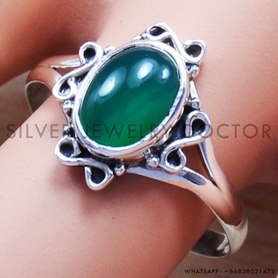 Green Onyx 925 Sterling Silver Ring (SJWR-568)