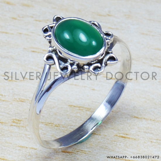 Green Onyx 925 Sterling Silver Ring (SJWR-568)