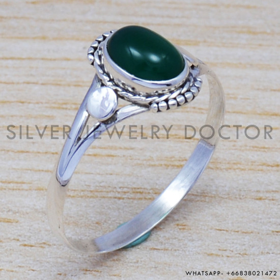 Green Onyx 925 Sterling Silver Ring (SJWR-571) Green Onyx 925 Sterling Silver Ring (SJWR-571)