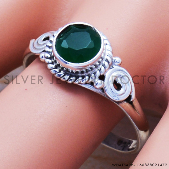 Green Onyx 925 Sterling Silver Ring (SJWR-572) Green Onyx 925 Sterling Silver Ring (SJWR-572)