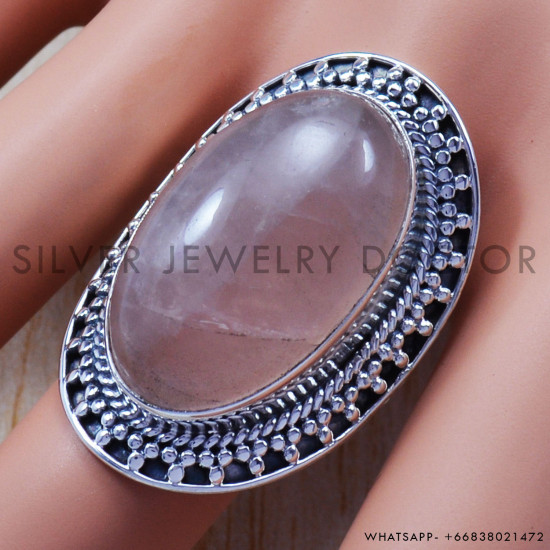 Rose Quartz 925 Sterling Silver Ring (SJWR-626) Rose Quartz 925 Sterling Silver Ring (SJWR-626)