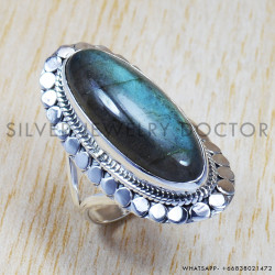 Labradorite Gemstone 925 Sterling Silver Indian Designer Rings SJWR-630