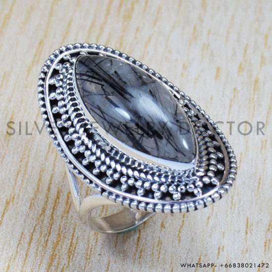 Black Rutile 925 Sterling Silver Ring (SJWR-631) Black Rutile 925 Sterling Silver Ring (SJWR-631)