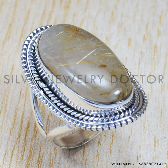 Golden Rutile Gemstone 925 Sterling Silver Handmade Jewelry Rings SJWR-633 Golden Rutile Gemstone 925 Sterling Silver Handmade Jewelry Rings SJWR-633