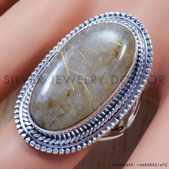 Golden Rutile Gemstone 925 Sterling Silver Handmade Jewelry Rings SJWR-633 Golden Rutile Gemstone 925 Sterling Silver Handmade Jewelry Rings SJWR-633