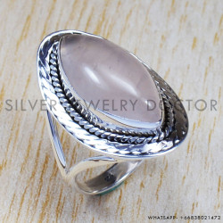 Rose Quartz 925 Sterling Silver Ring (SJWR-635)