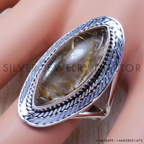 Golden Rutile 925 Sterling Silver Ring (SJWR-642) Golden Rutile 925 Sterling Silver Ring (SJWR-642)